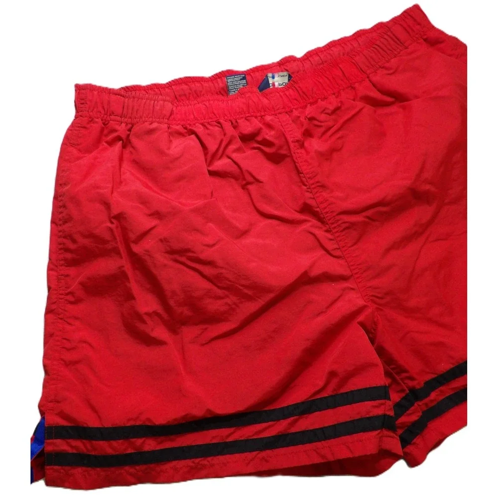 VTG Polo Sport Ralph Lauren Swim Trunks Shorts Nylon Men XL Red Black 90s Board